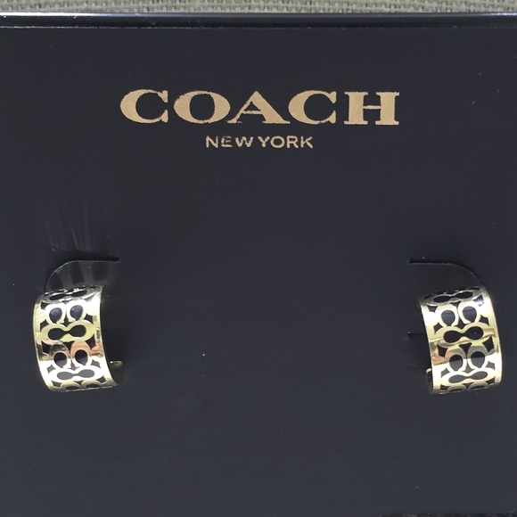 Coach Signature Enamel Huggie Earrings - Picture 1 of 5